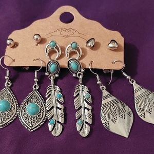 Bohemian Vintale Style Earrings -6 pair set -NEW